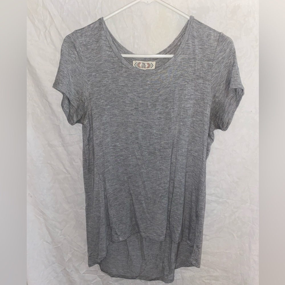 Pink Rose grey short sleeve tunic top